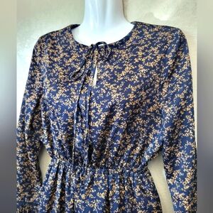 Floral Navy and Gold Women's Dress